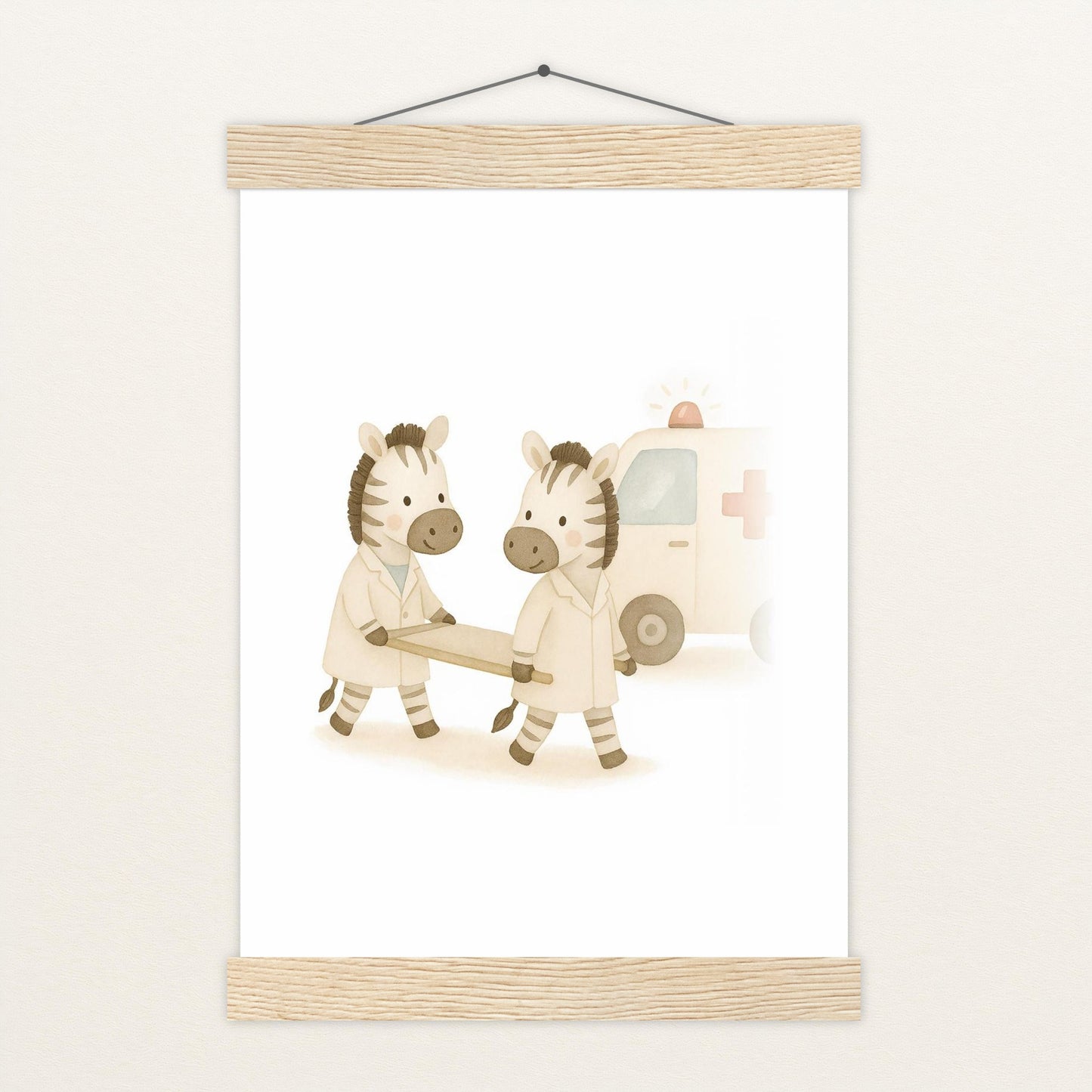 Zinni das Zebra - Motiv: "Krankenwagen" Poster mit Leisten von tinylearner