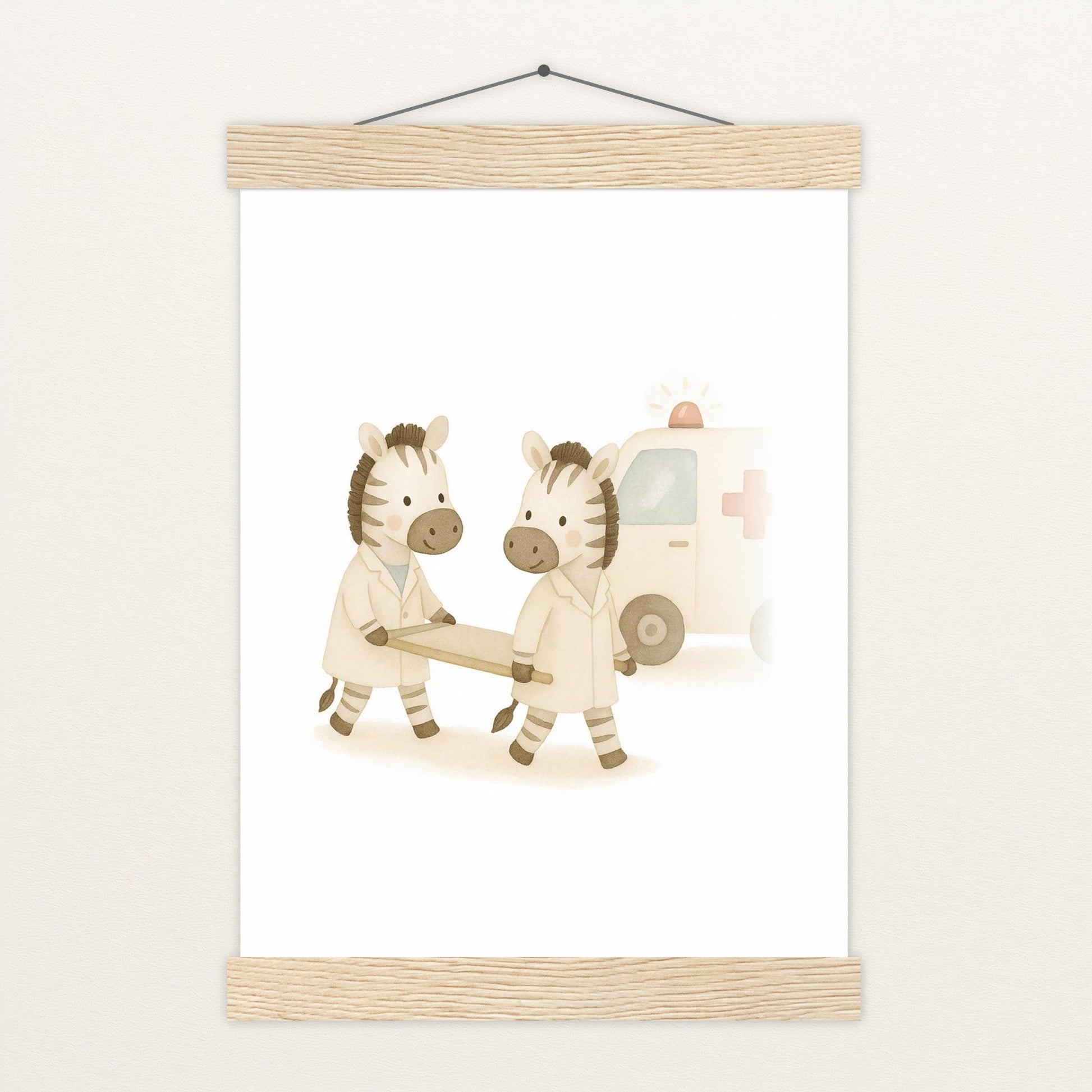 Zinni das Zebra - Motiv: "Krankenwagen" Poster mit Leisten von tinylearner