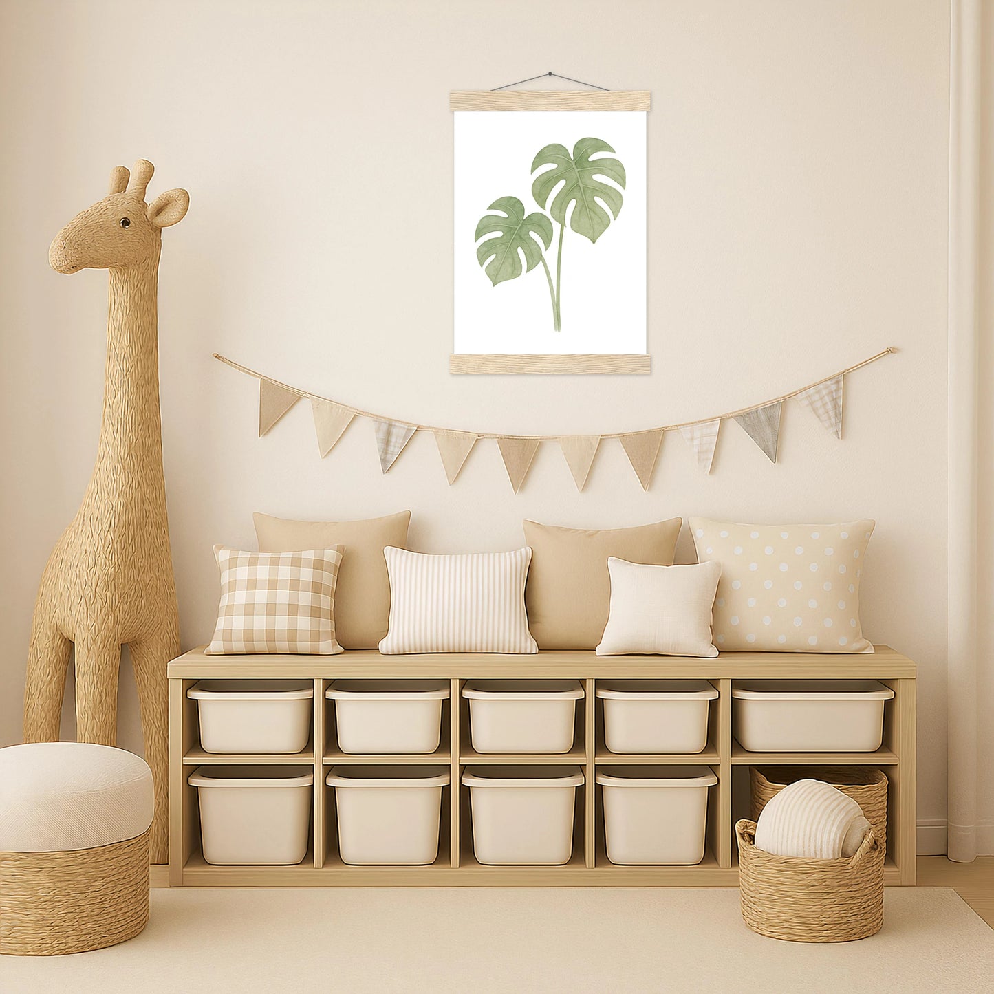 Monstera-Blätter Poster mit Leisten von tinylearner