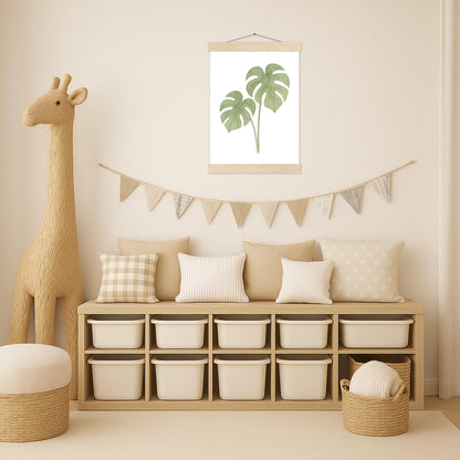 Monstera-Blätter Poster mit Leisten von tinylearner