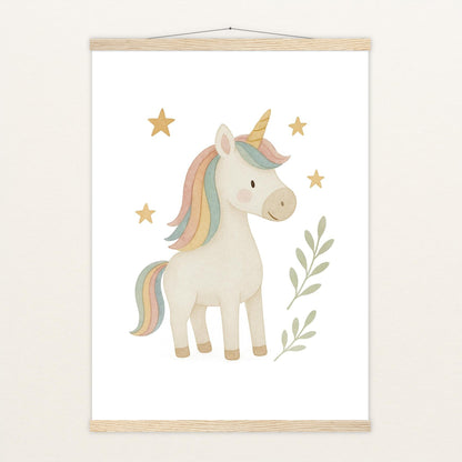 Luni das Einhorn Poster mit Leisten von tinylearner
