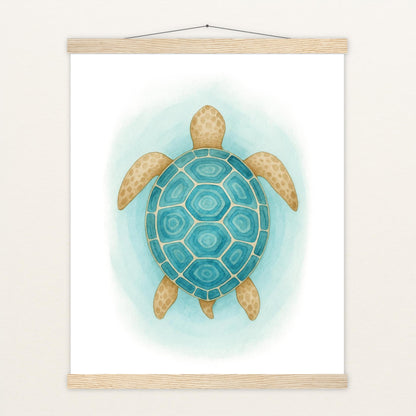 Sora die Schildkröte - Motiv: "Treiben" Poster mit Leisten von tinylearner