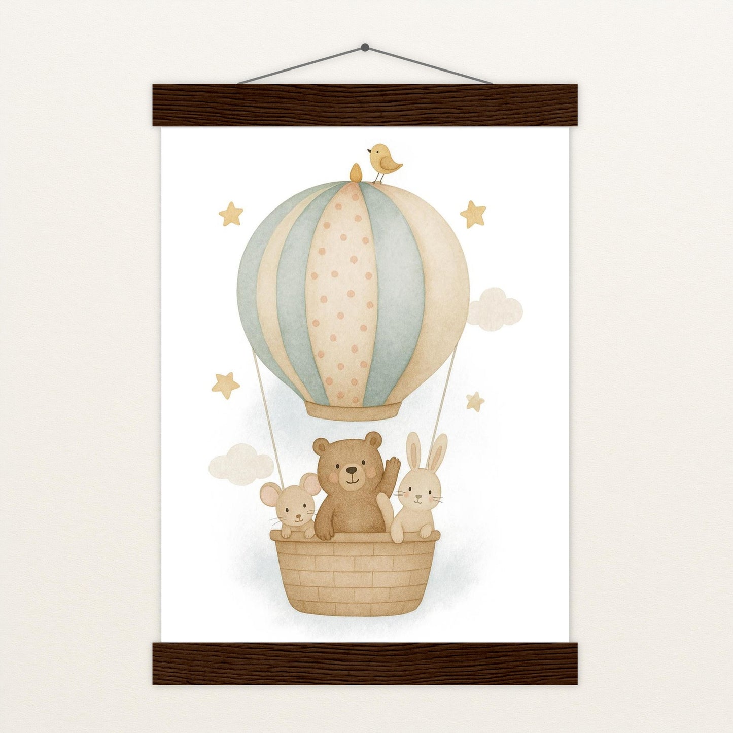 Tierfreunde - Motiv: "Heißluftballon" Poster mit Leisten von tinylearner