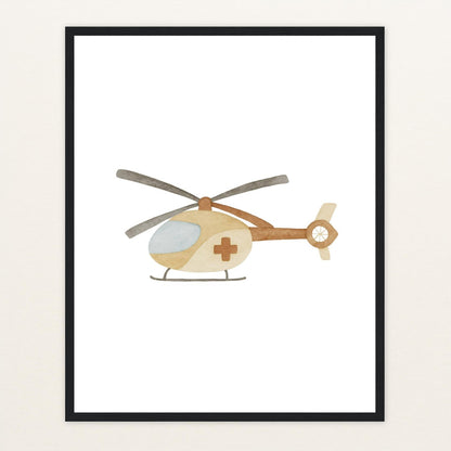 Rettungshubschrauber Poster mit Holzrahmen von tinylearner