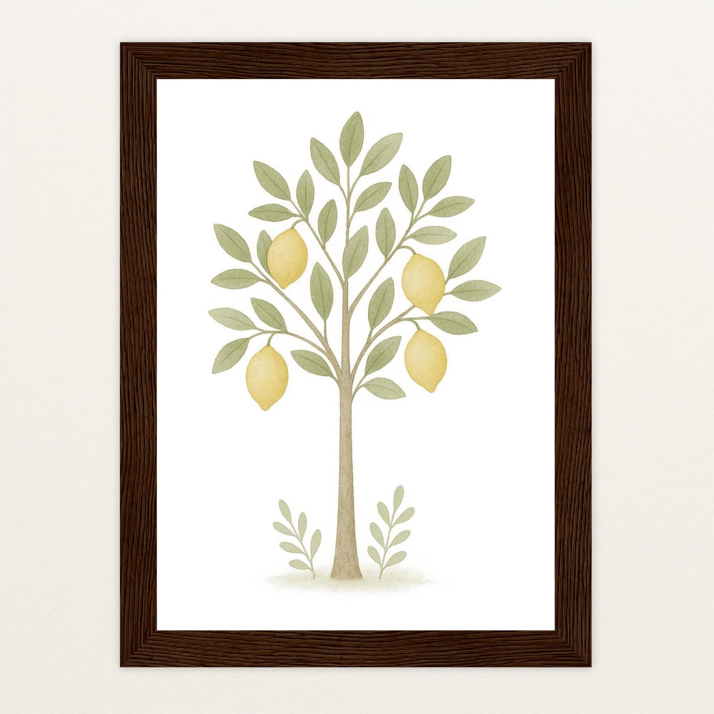 Zitronenbaum Poster mit Holzrahmen von tinylearner