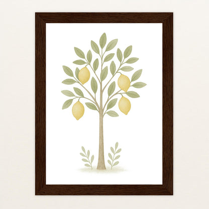 Zitronenbaum Poster mit Holzrahmen von tinylearner