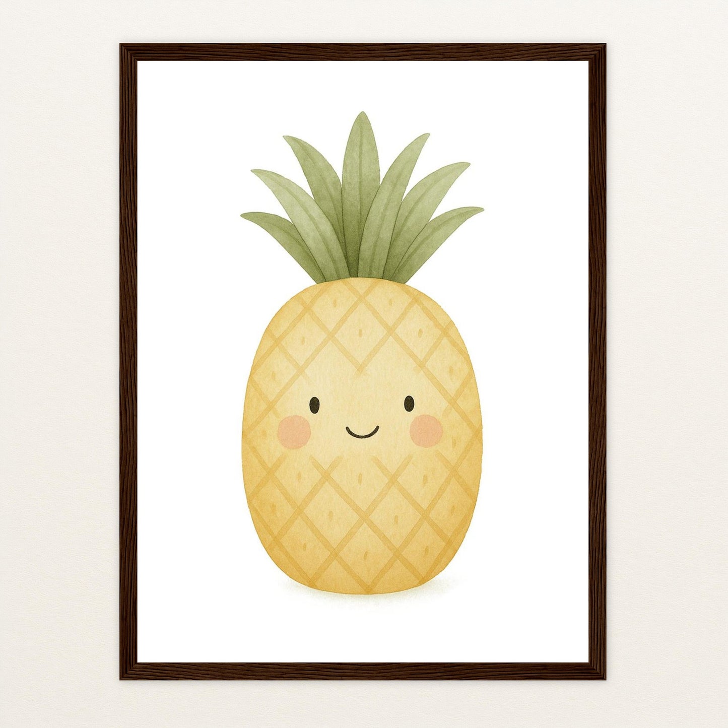 Obst: Ananas Poster mit Holzrahmen von tinylearner