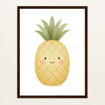 Obst: Ananas Poster mit Holzrahmen von tinylearner