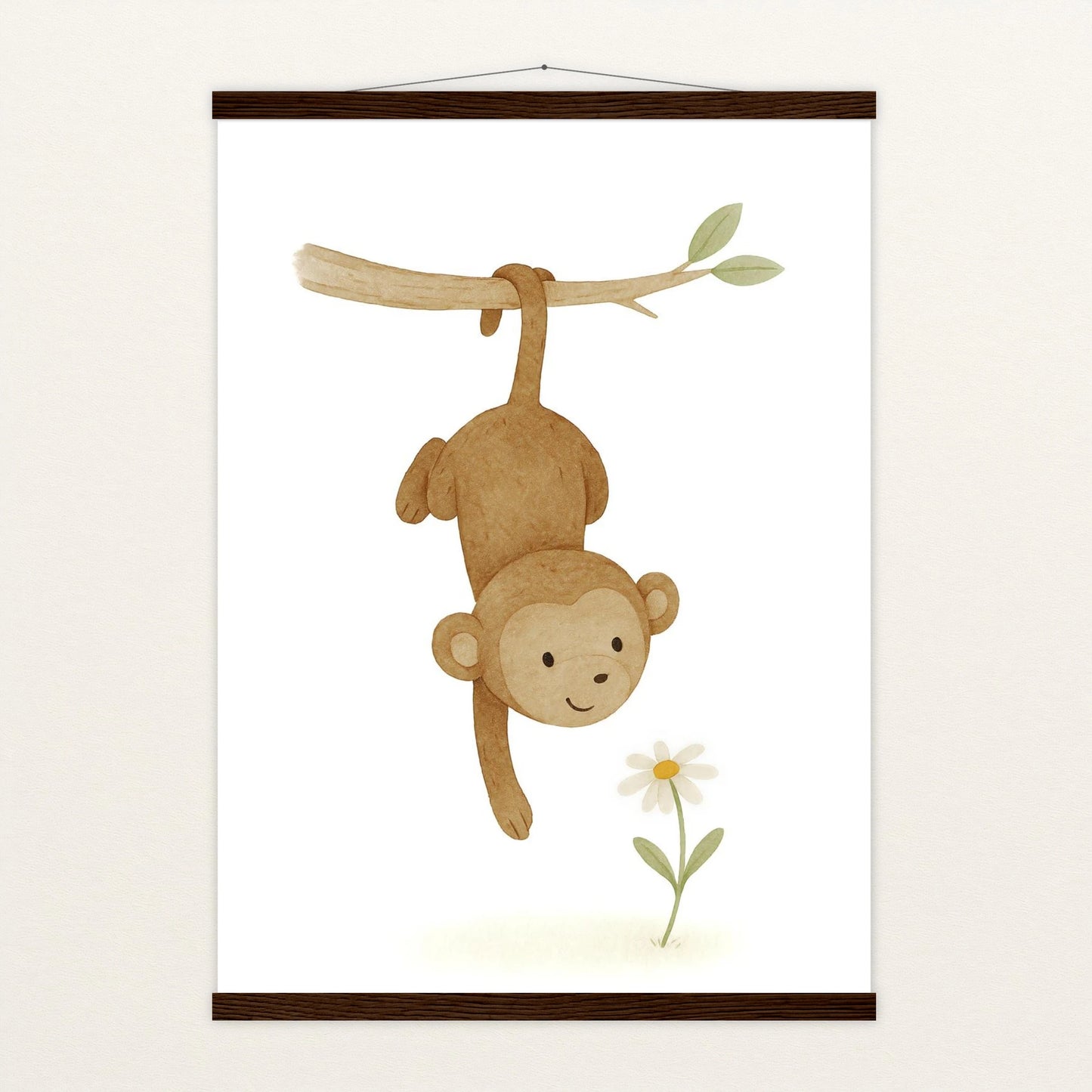 Aki der Affe - Motiv: "Gänseblümchen" Poster mit Leisten von tinylearner