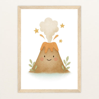 Vulkan Poster mit Holzrahmen von tinylearner