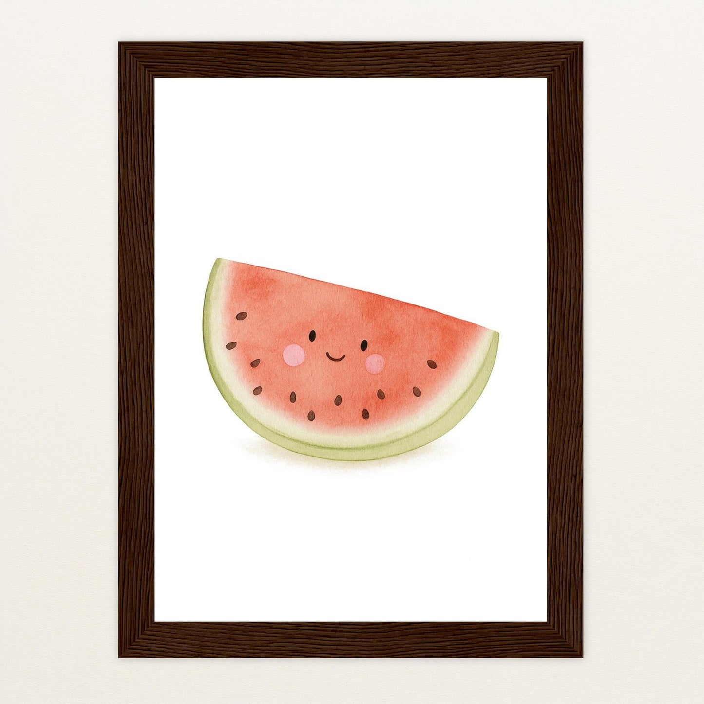 Obst: Melone Poster mit Holzrahmen von tinylearner