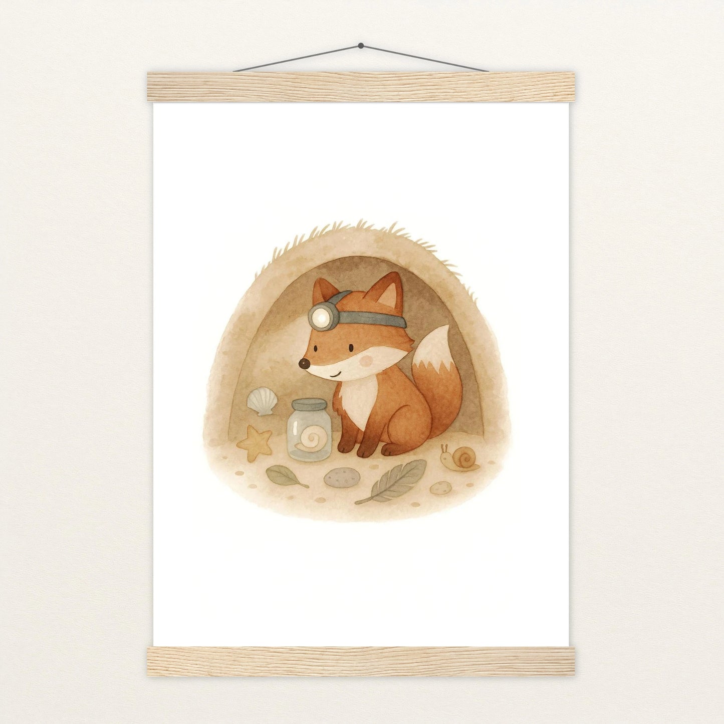 Finnegan der Fuchs - Motiv: "Höhle" Poster mit Leisten von tinylearner