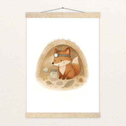 Finnegan der Fuchs - Motiv: "Höhle" Poster mit Leisten von tinylearner
