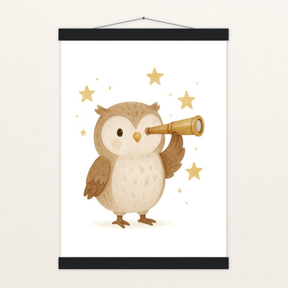 Emmi die Eule - Motiv: "Fernglas" Poster mit Leisten von tinylearner