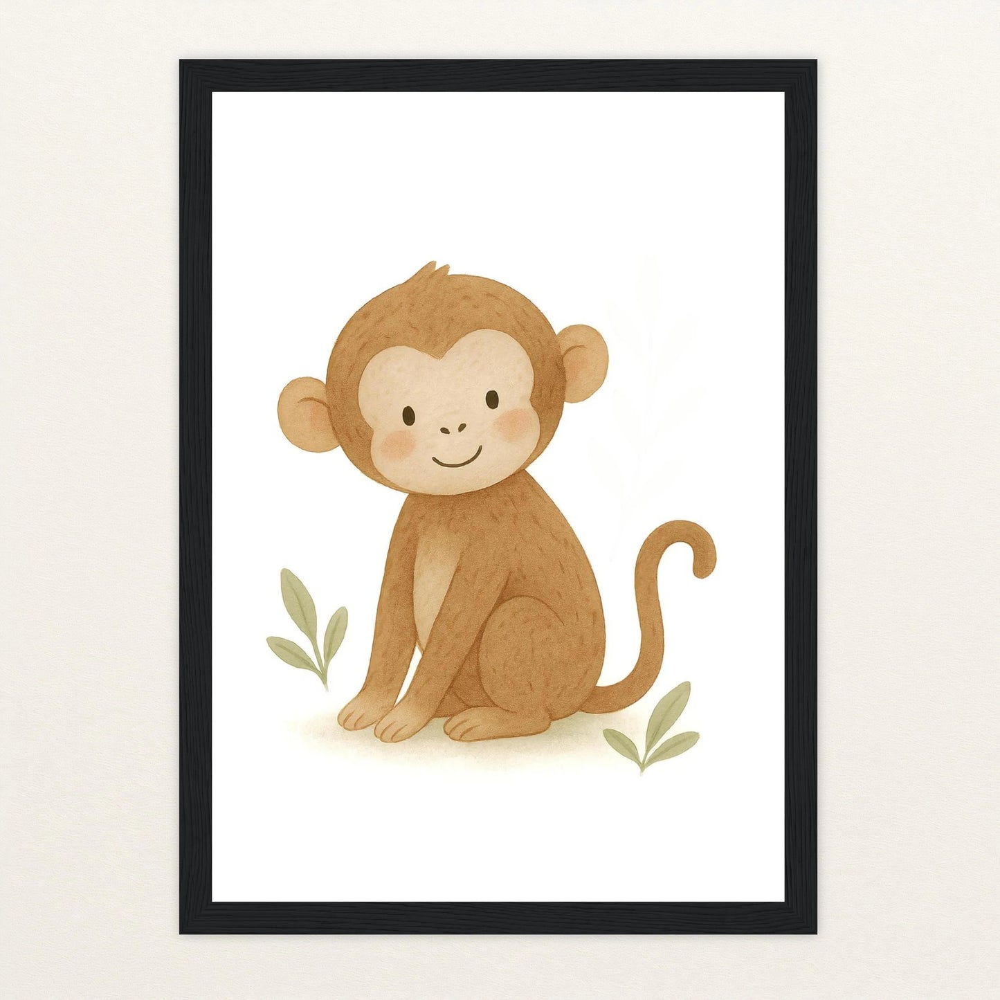 Aki der Affe Poster mit Holzrahmen von tinylearner