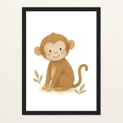 Aki der Affe Poster mit Holzrahmen von tinylearner