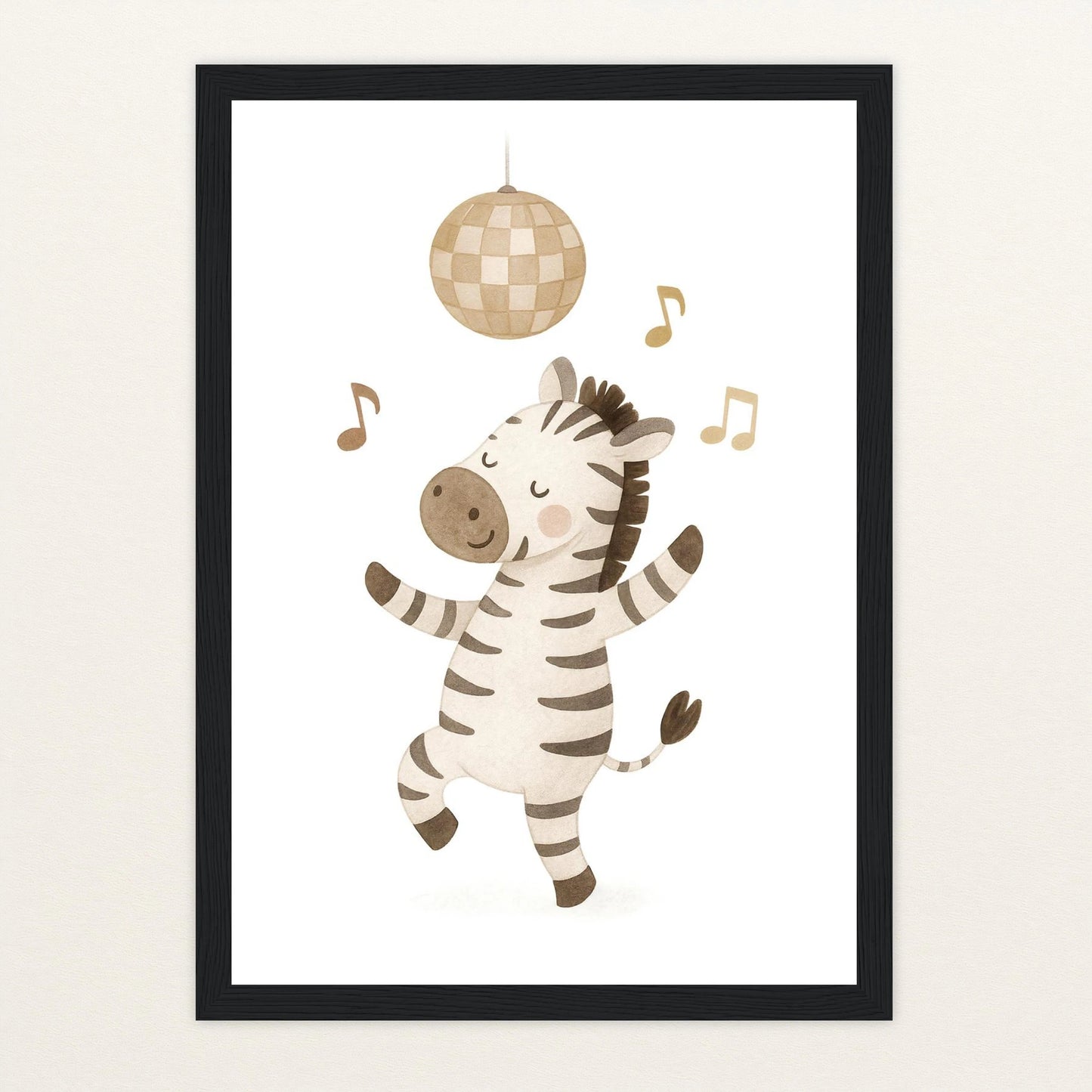 Zinni das Zebra - Motiv: "Tanzen" Poster mit Holzrahmen von tinylearner