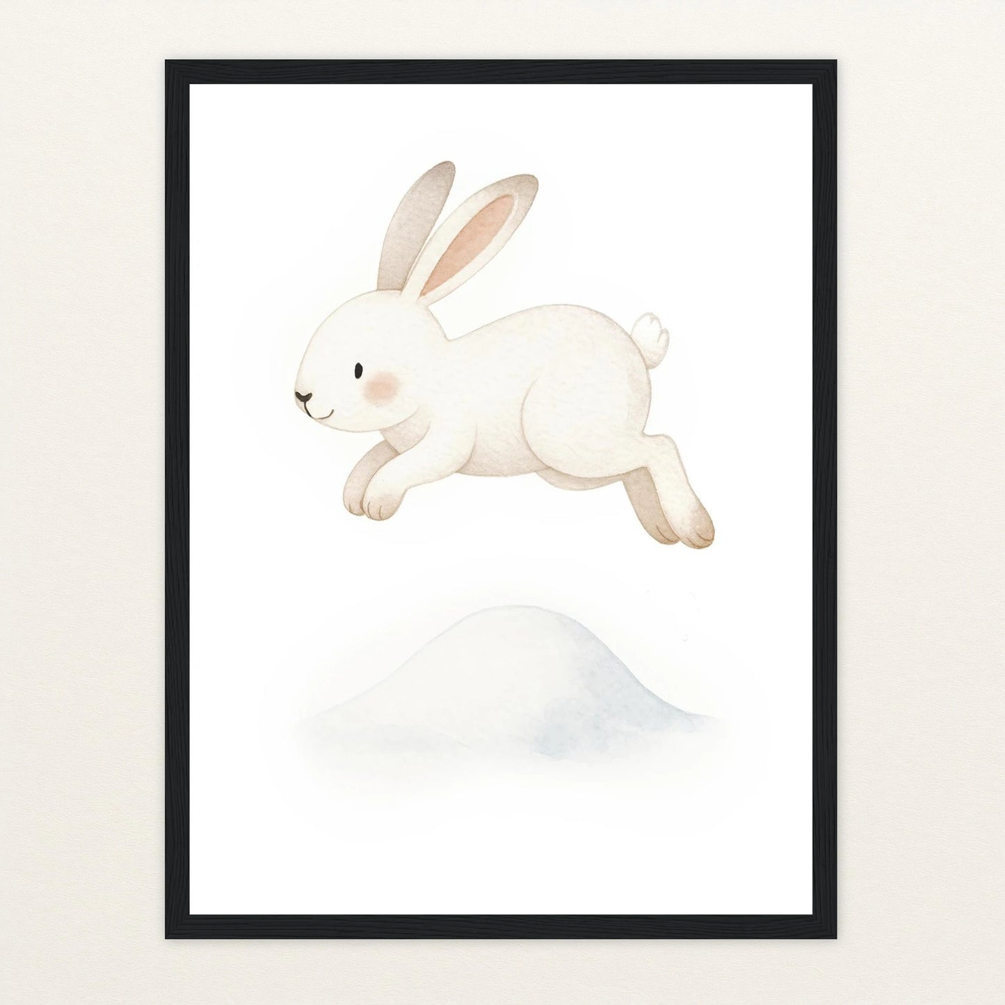 Sina der Schneehase - Motiv: "Schneehügel" Poster mit Holzrahmen von tinylearner