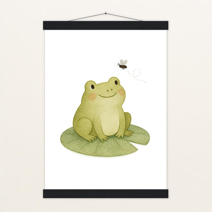 Flocke der Frosch - Motiv: "Fliege" Poster mit Leisten von tinylearner