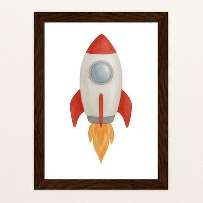Rakete Poster mit Holzrahmen von tinylearner
