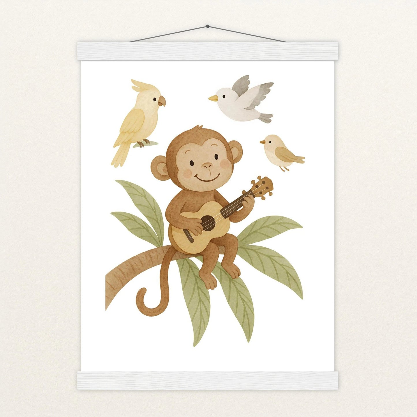 Aki der Affe - Motiv: "Ukulele" Poster mit Leisten von tinylearner