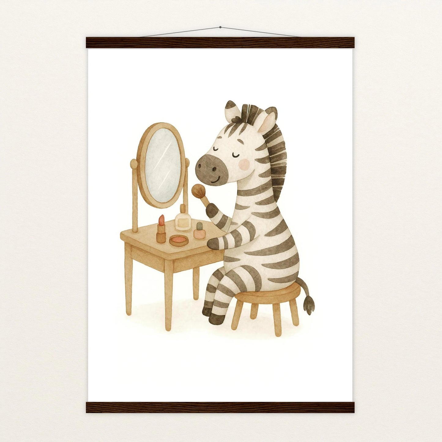 Zinni das Zebra - Motiv: "Schminken" Poster mit Leisten von tinylearner