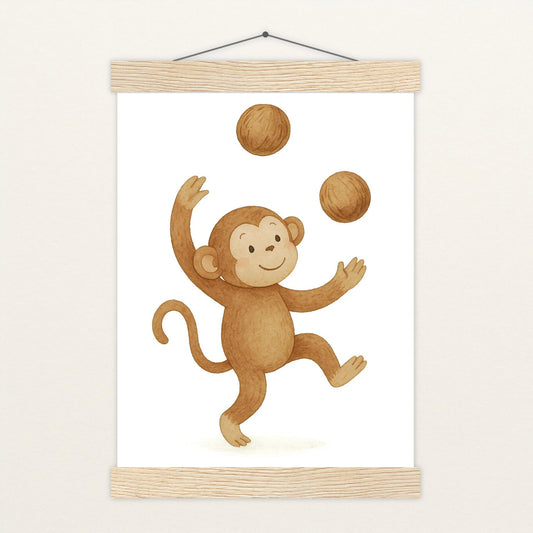 Aki der Affe - Motiv: "Kokosnuss" Poster mit Leisten von tinylearner