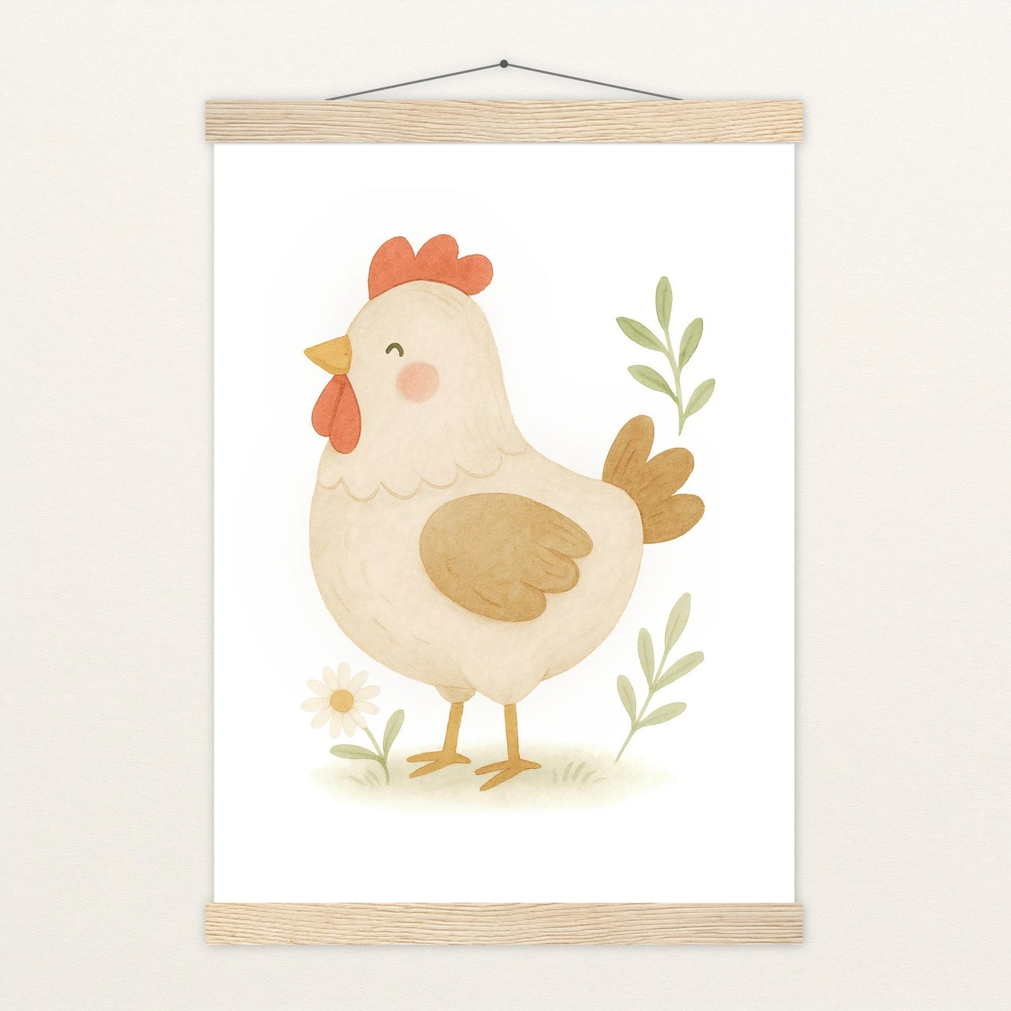 Hanni das Huhn Poster mit Leisten von tinylearner