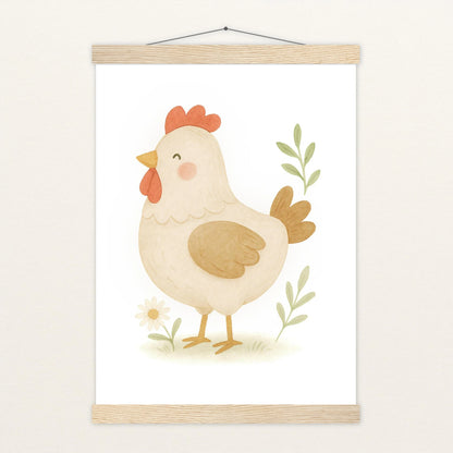 Hanni das Huhn Poster mit Leisten von tinylearner