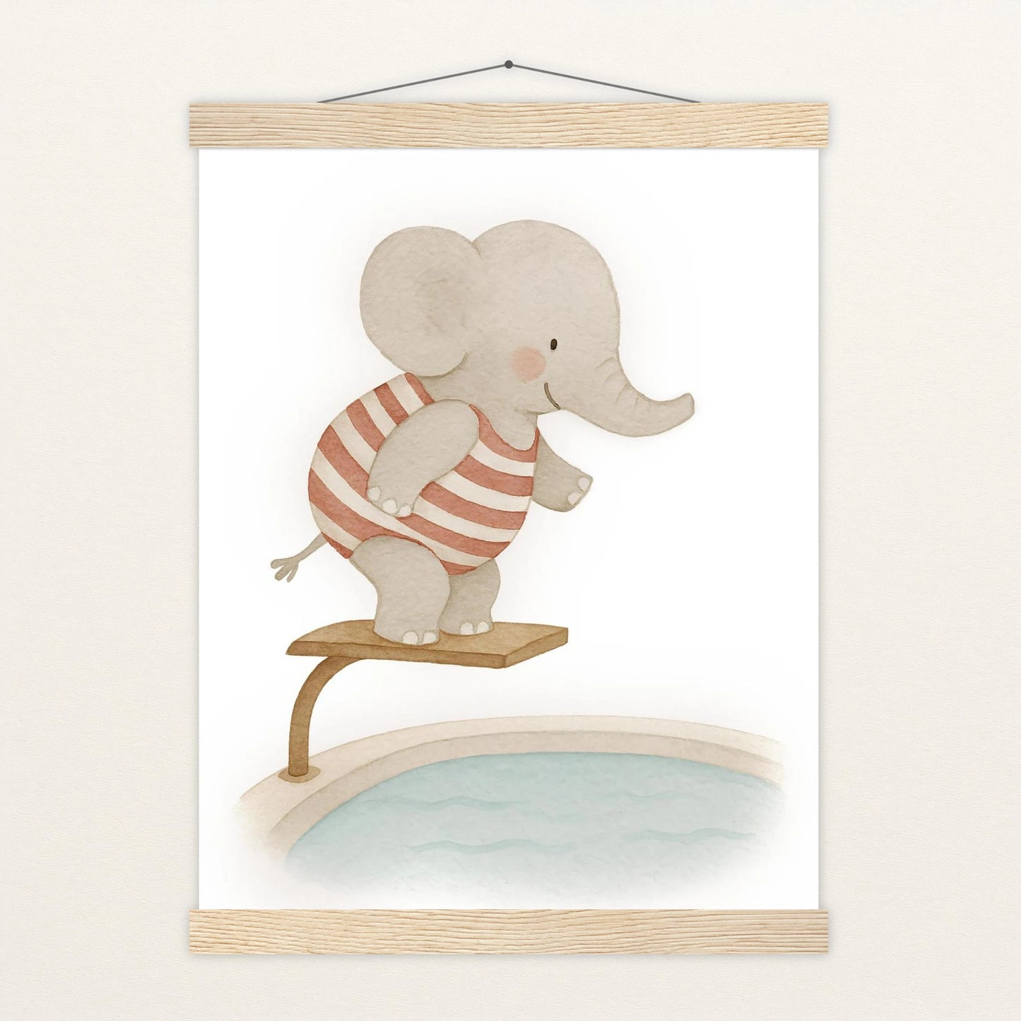 Emil der Elefant - Motiv: "Pool" Poster mit Leisten von tinylearner