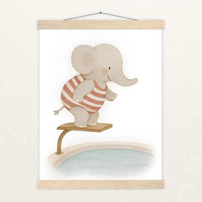 Emil der Elefant - Motiv: "Pool" Poster mit Leisten von tinylearner