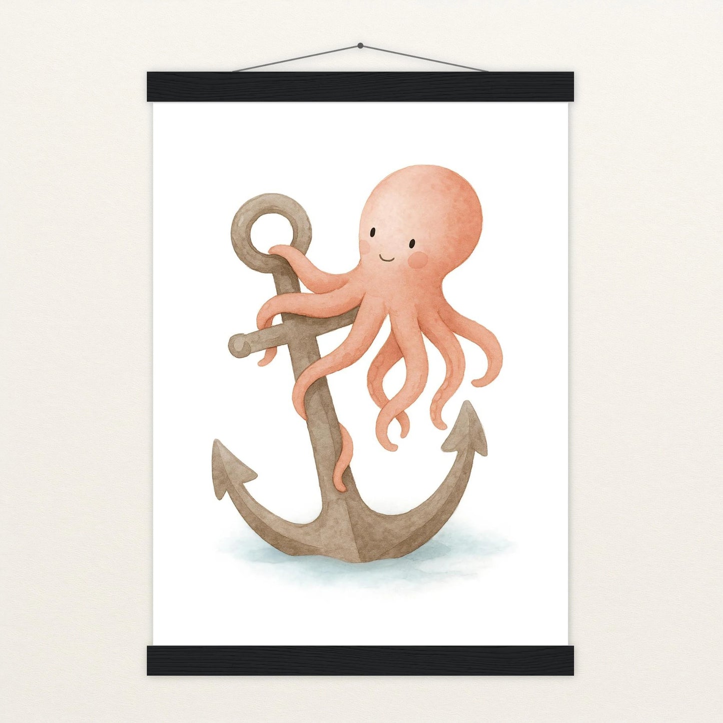 Tilli der Tintenfisch - Motiv: "Anker" Poster mit Leisten von tinylearner