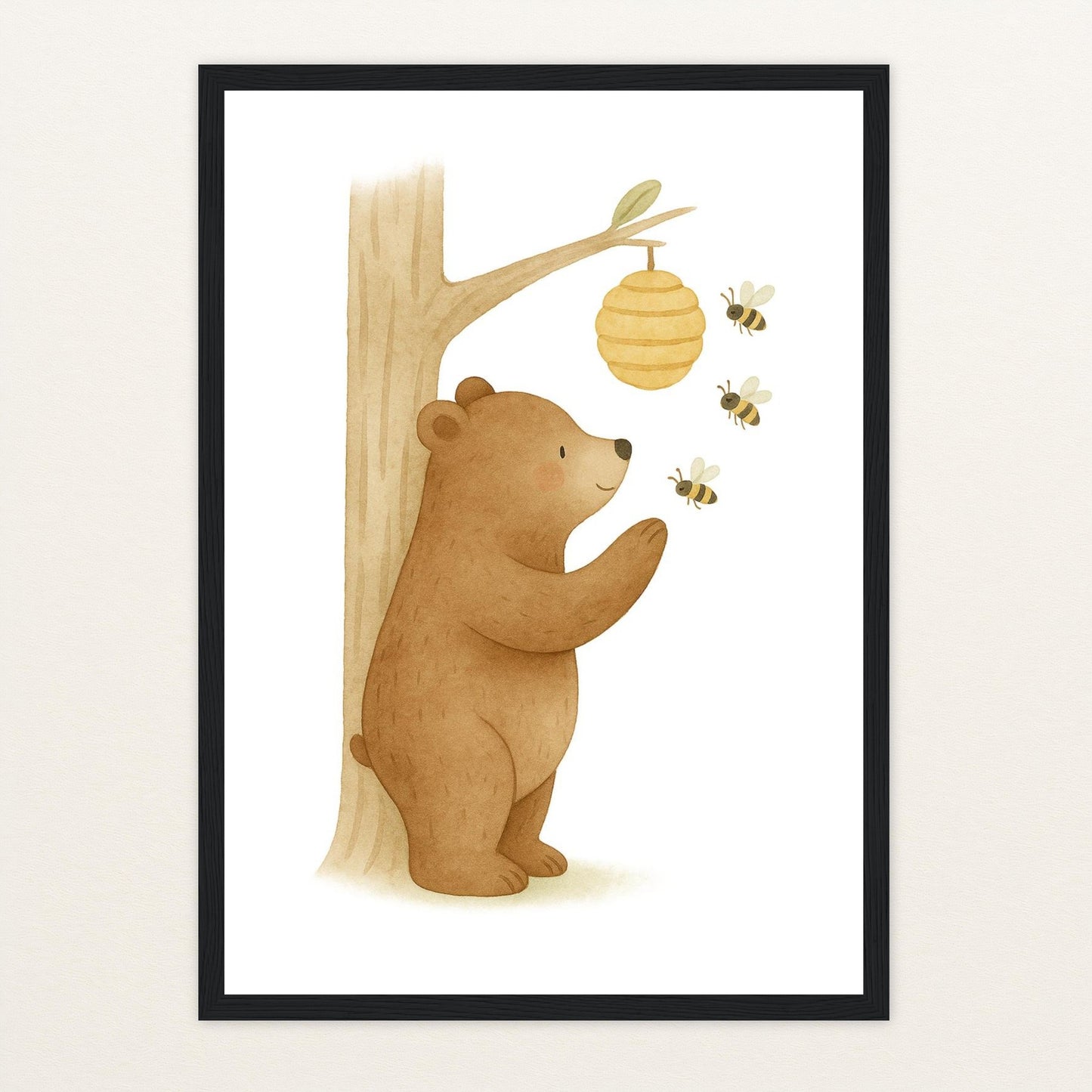 Balu der Bär - Motiv: "Bienenstock" Poster mit Holzrahmen von tinylearner