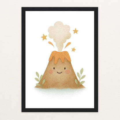 Vulkan Poster mit Holzrahmen von tinylearner