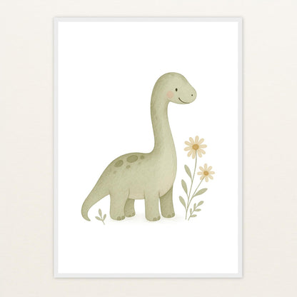Dinosaurier Brachiosaurus Poster mit Holzrahmen von tinylearner