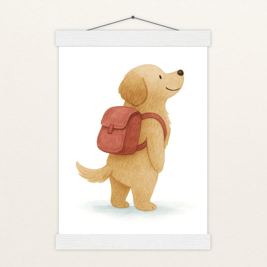 Hugo der Hund - Motiv: "Rucksack" Poster mit Leisten von tinylearner
