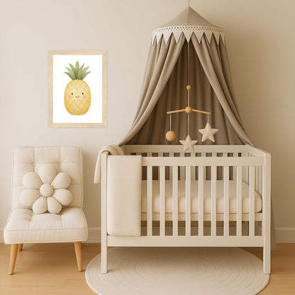 Obst: Ananas Poster mit Holzrahmen von tinylearner