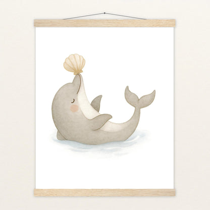 Dora der Delfin - Motiv: "Muschel" Poster mit Leisten von tinylearner