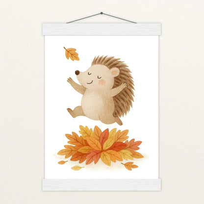 Iggi der Igel - Motiv: "Laub" Poster mit Leisten von tinylearner