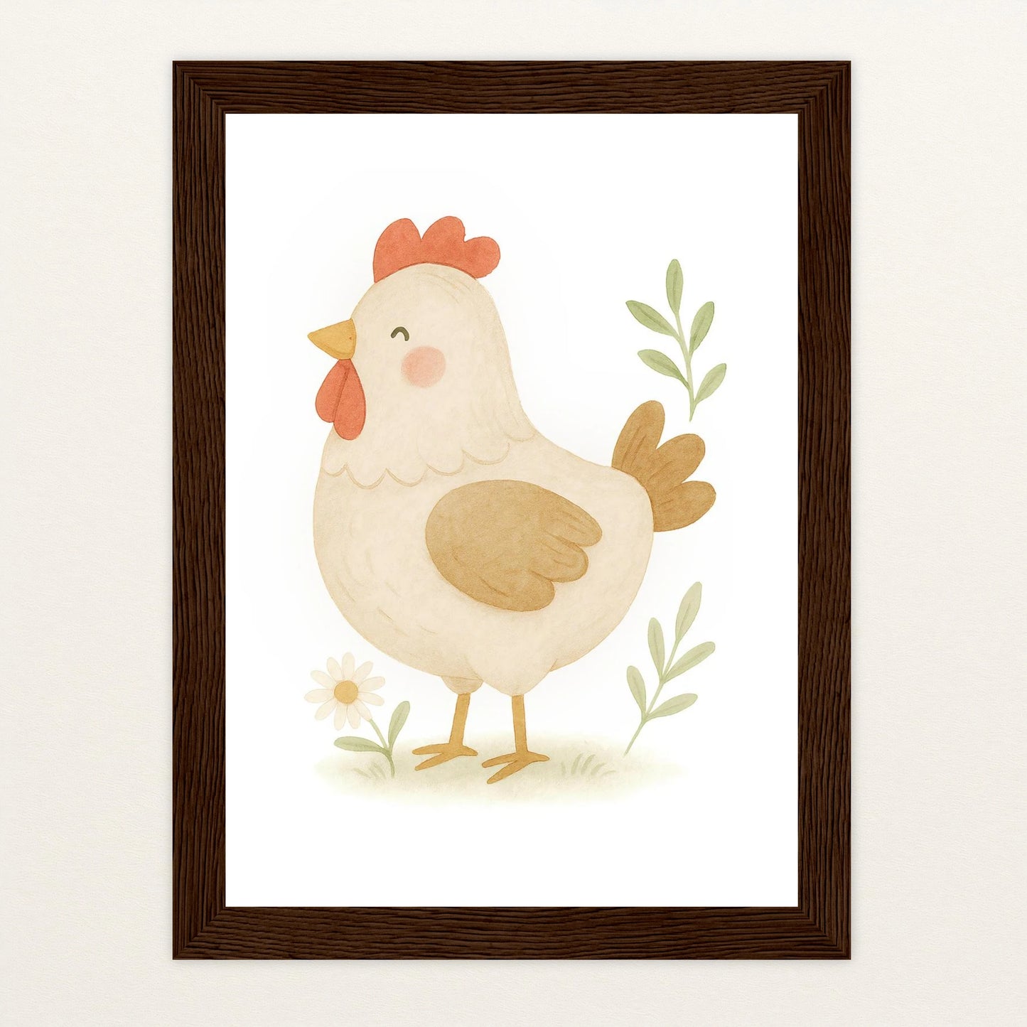 Hanni das Huhn Poster mit Holzrahmen von tinylearner