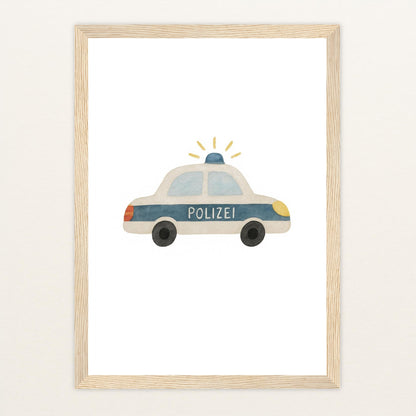 Polizei Poster mit Holzrahmen von tinylearner