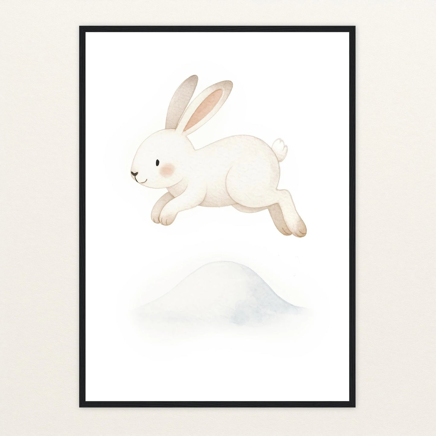 Sina der Schneehase - Motiv: "Schneehügel" Poster mit Holzrahmen von tinylearner