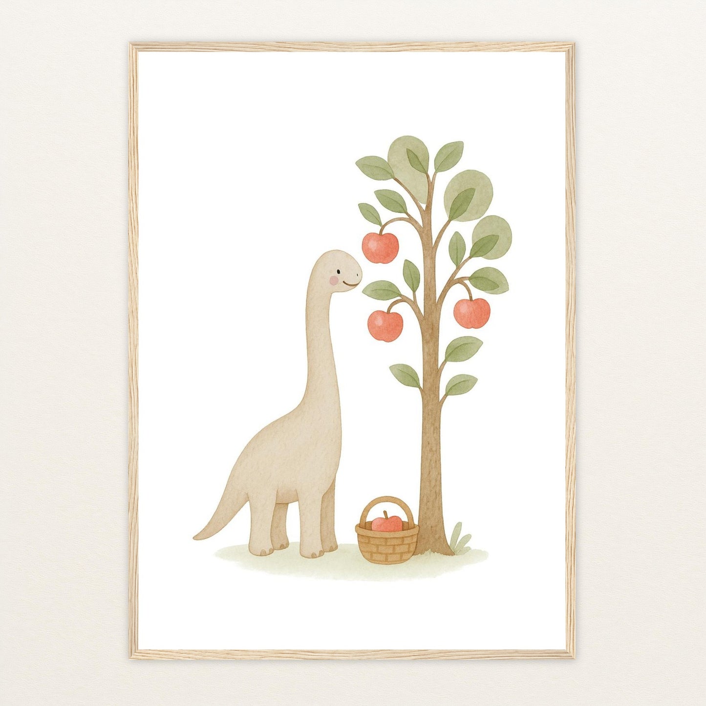 Dinosaurier Brachiosaurus - Motiv: "Apfelbaum" Poster mit Holzrahmen von tinylearner