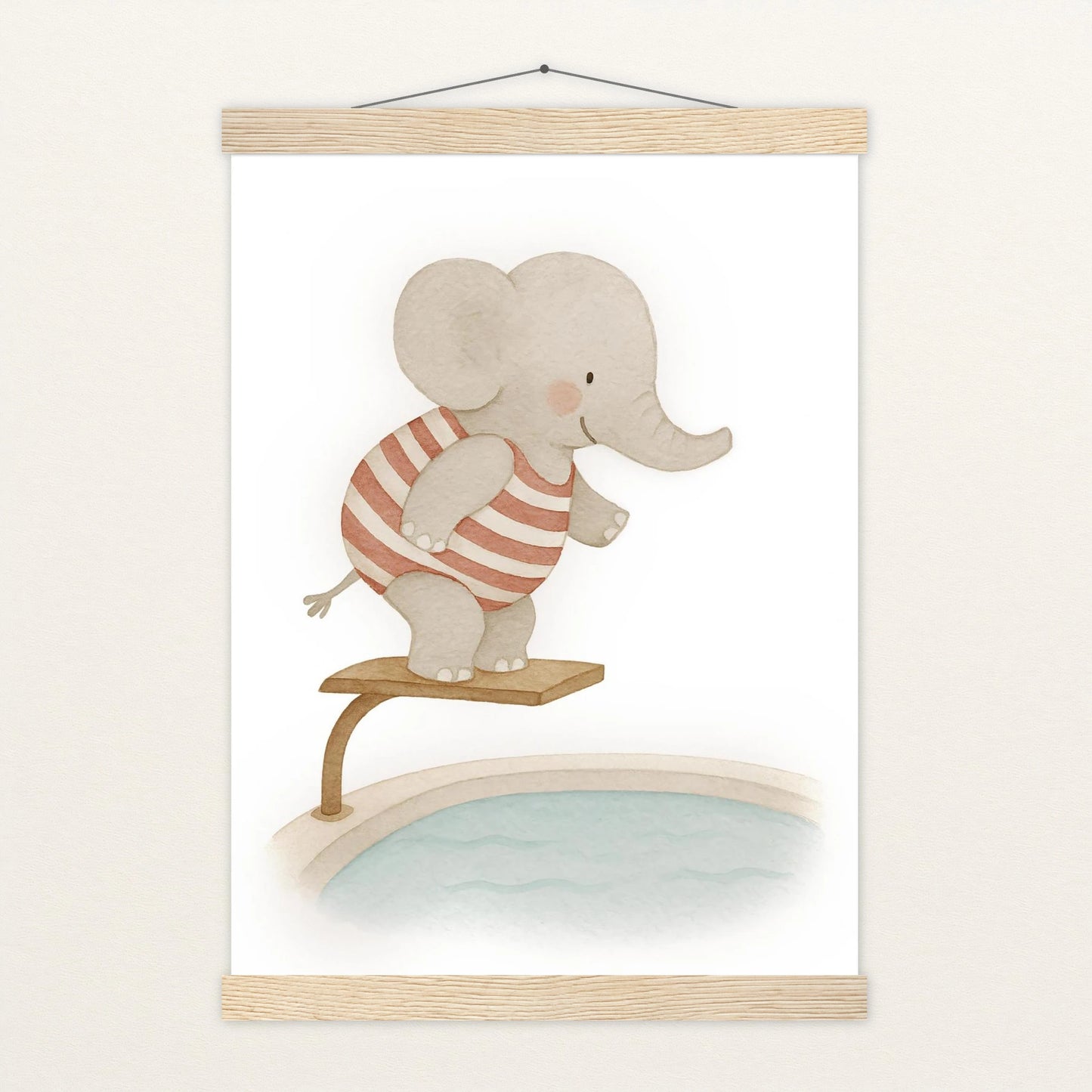 Emil der Elefant - Motiv: "Pool" Poster mit Leisten von tinylearner