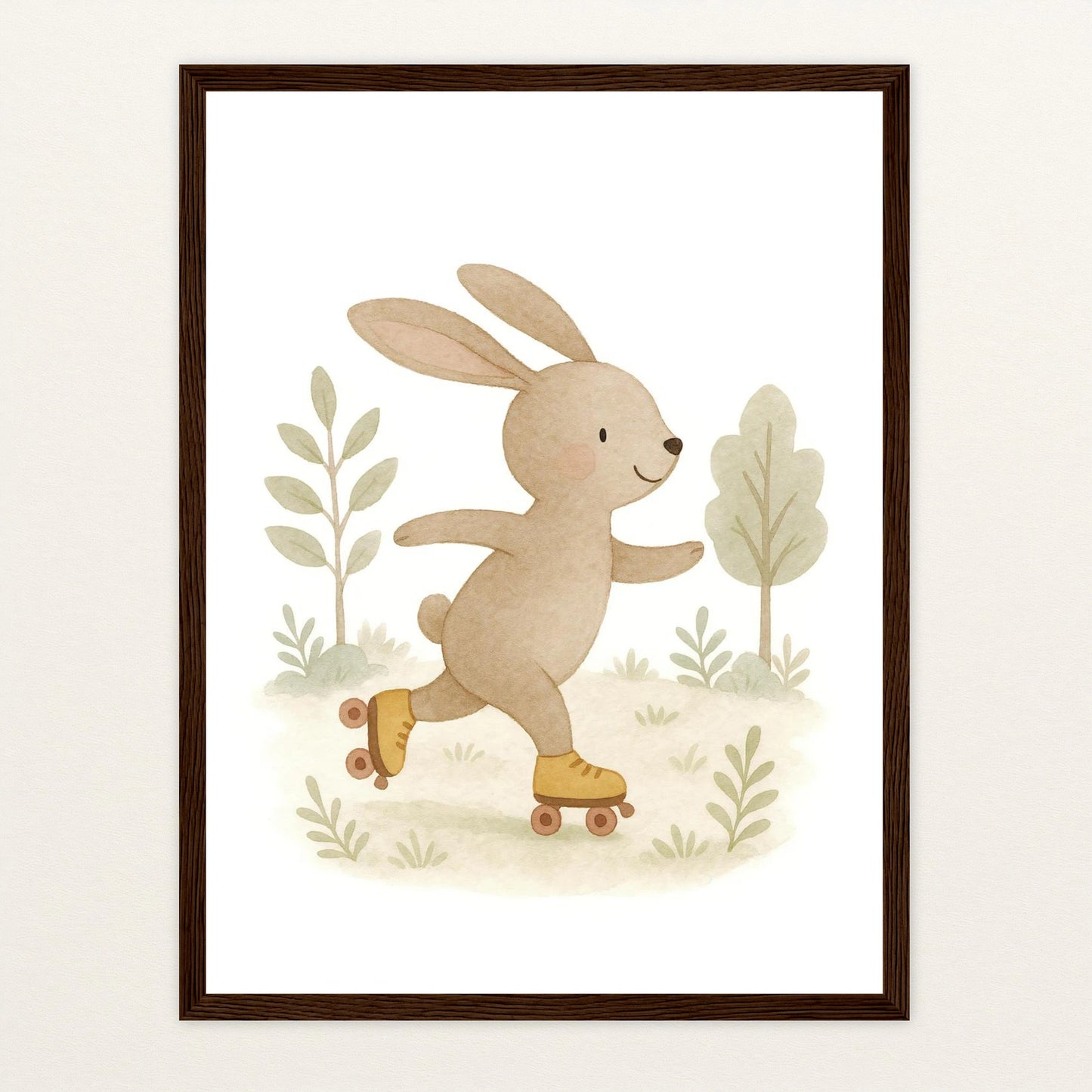 Holly der Hase - Motiv: "Rollschuhe" Poster mit Holzrahmen von tinylearner