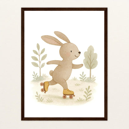 Holly der Hase - Motiv: "Rollschuhe" Poster mit Holzrahmen von tinylearner