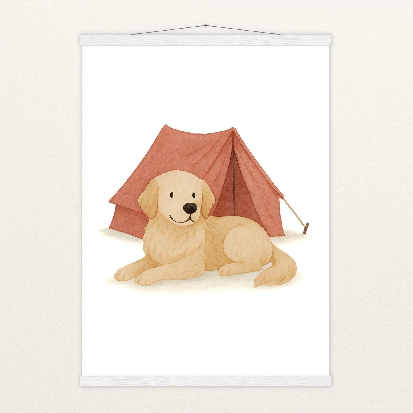 Hugo der Hund - Motiv: "Zelt" Poster mit Leisten von tinylearner