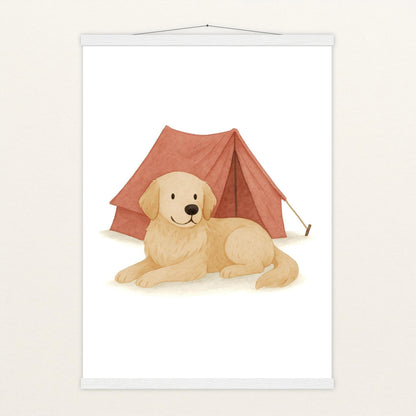 Hugo der Hund - Motiv: "Zelt" Poster mit Leisten von tinylearner