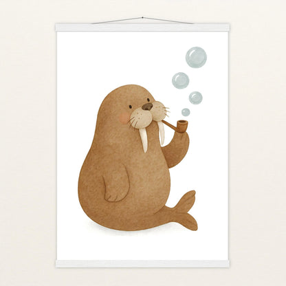 Wally das Walross - Motiv: "Blubbern" Poster mit Leisten von tinylearner