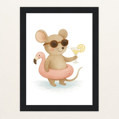 Mimi die Maus - Motiv: "Pooltag" Poster mit Holzrahmen von tinylearner